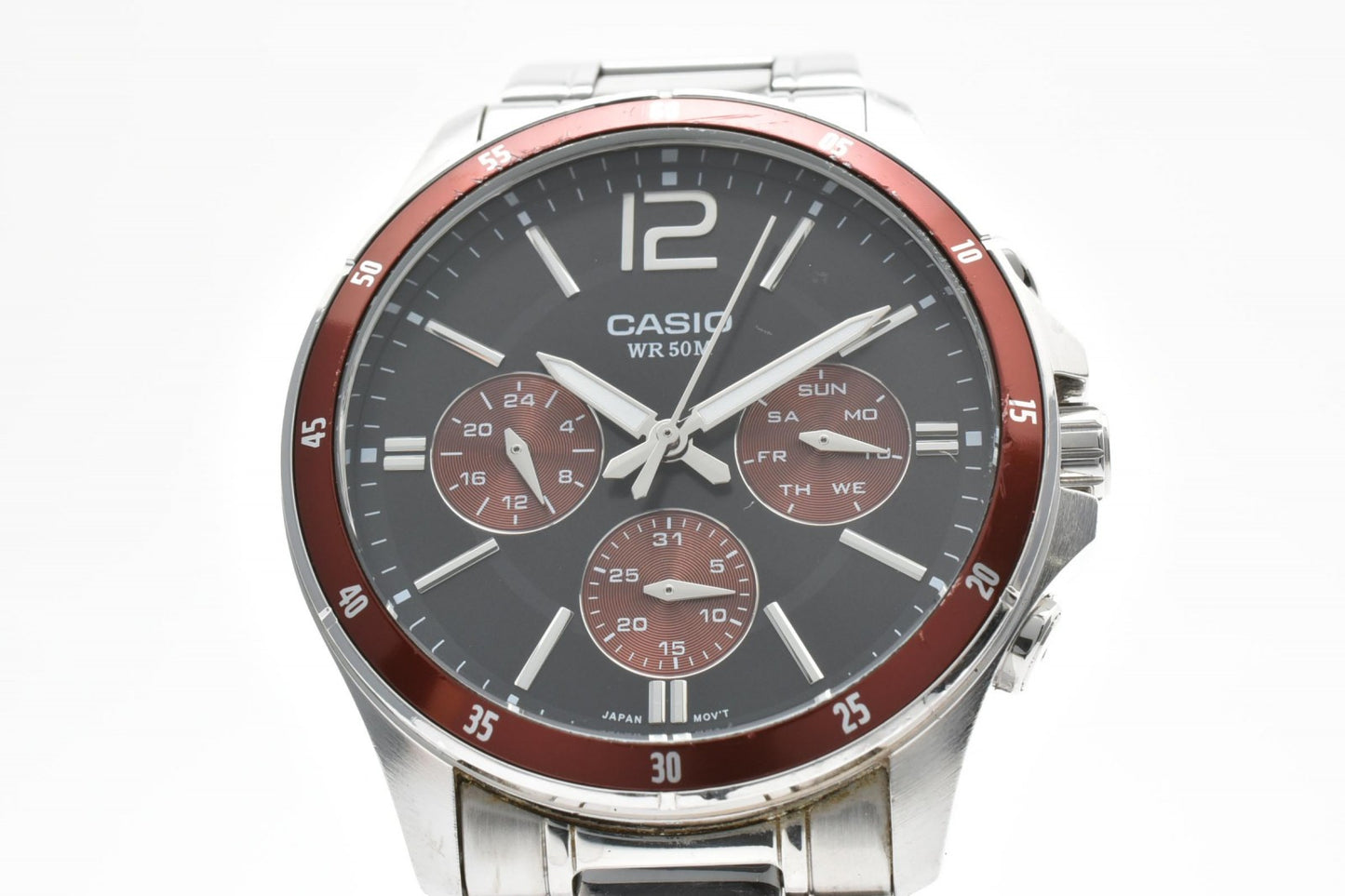 CASIO カシオ スタンダード MTP-1374 クオーツ メンズ 腕時計 ブラック文字盤 マルチファンクション デイデイト ステンレスブレス