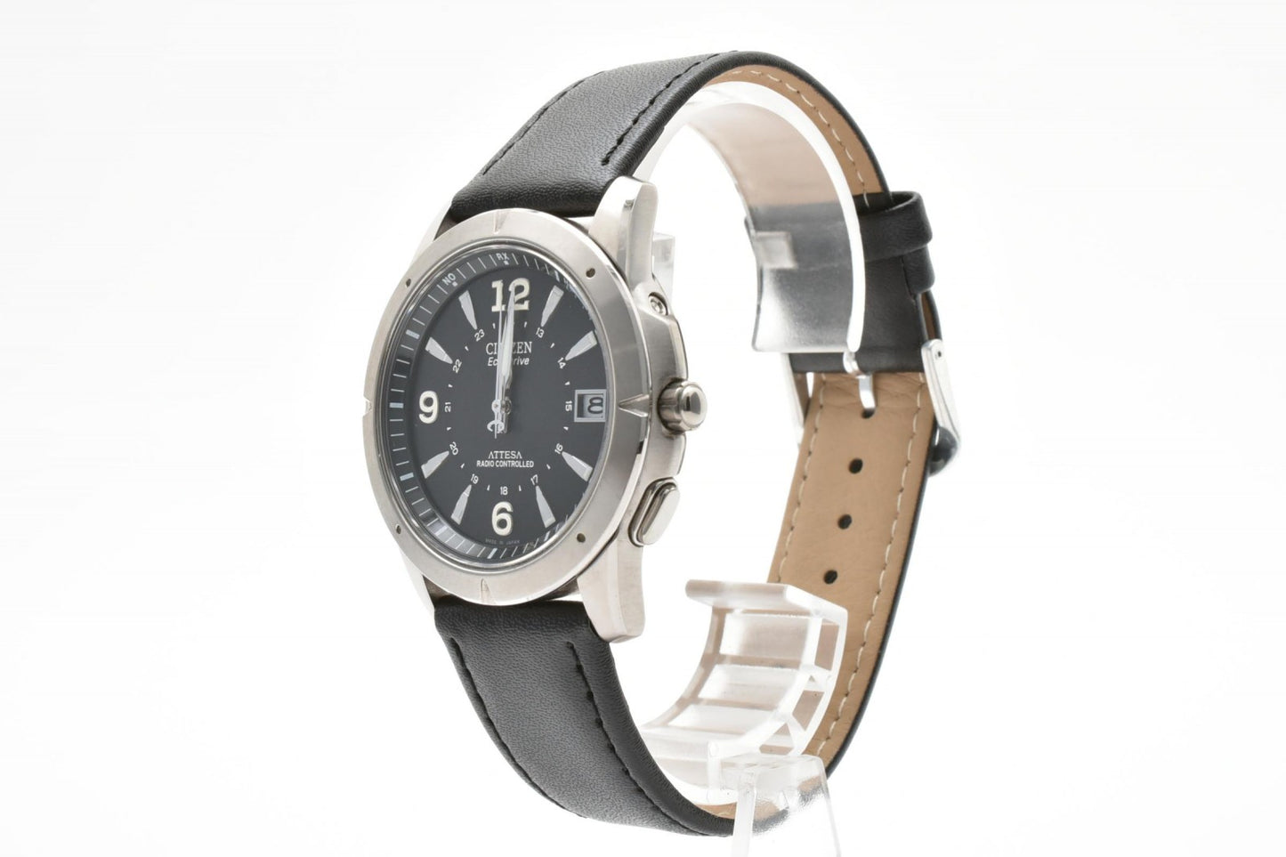 CITIZEN シチズン ATTESA アテッサ ATD53-2754 電波ソーラー エコドライブ チタン メンズ 腕時計 ブラック文字盤 レザーベルト