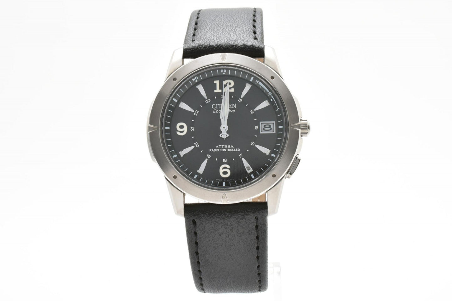 CITIZEN シチズン ATTESA アテッサ ATD53-2754 電波ソーラー エコドライブ チタン メンズ 腕時計 ブラック文字盤 レザーベルト