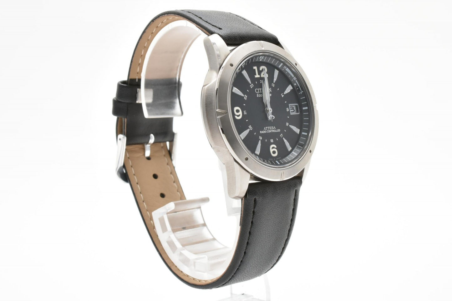 CITIZEN シチズン ATTESA アテッサ ATD53-2754 電波ソーラー エコドライブ チタン メンズ 腕時計 ブラック文字盤 レザーベルト