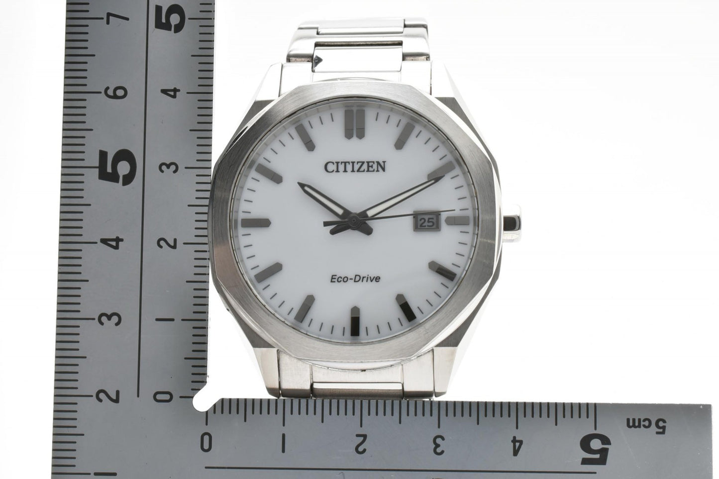 CITIZEN シチズン エコ・ドライブ E111-008TT01 ソーラー クオーツ メンズ 腕時計 ホワイト文字盤 デイト ステンレス