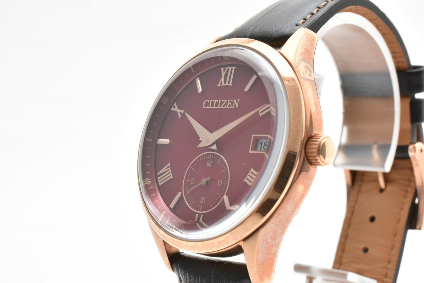 CITIZEN シチズン エコ・ドライブ B690-A189701 ソーラー スモールセコンド メンズ 腕時計 バーガンディ文字盤 ローマン レザーベルト