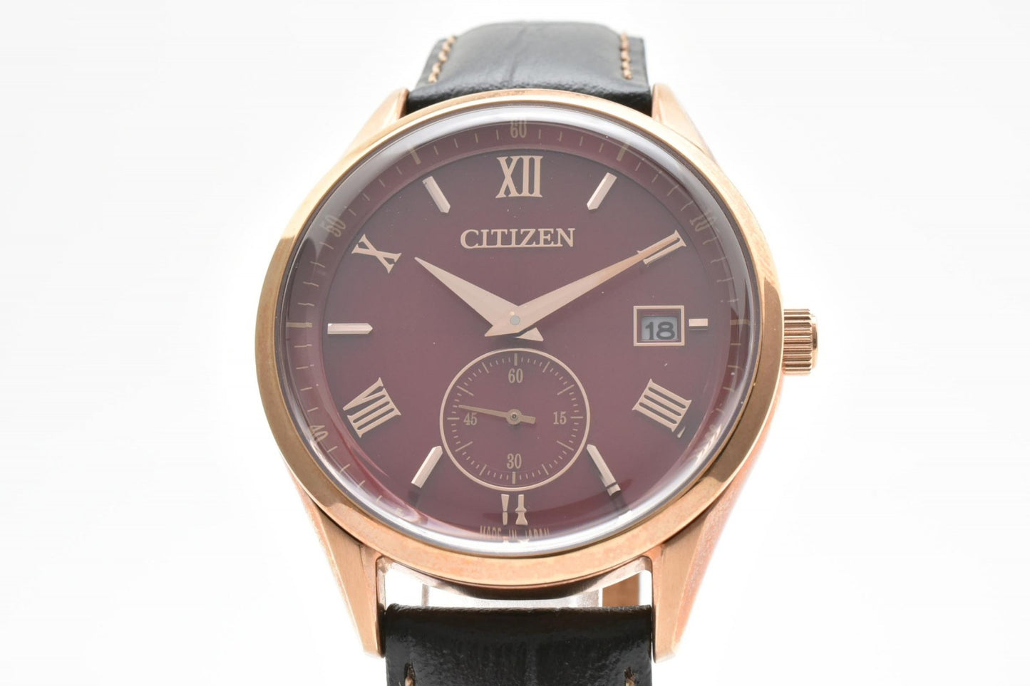 CITIZEN シチズン エコ・ドライブ B690-A189701 ソーラー スモールセコンド メンズ 腕時計 バーガンディ文字盤 ローマン レザーベルト