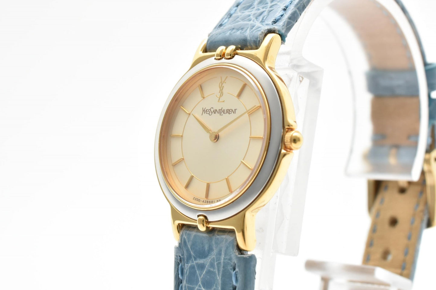 Yves Saint Laurent イヴ・サンローラン 2200-228481 レディース YSLロゴ カサンドラ 腕時計 クオーツ ゴールド文字盤 レザーベルト ドレスウォッチ