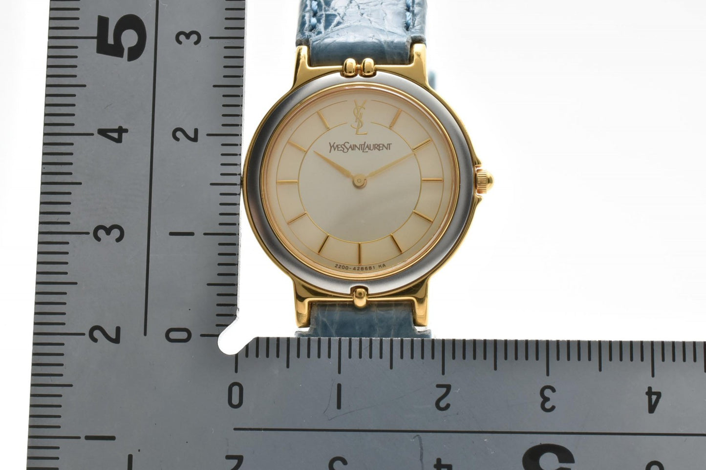 Yves Saint Laurent イヴ・サンローラン 2200-228481 レディース YSLロゴ カサンドラ 腕時計 クオーツ ゴールド文字盤 レザーベルト ドレスウォッチ