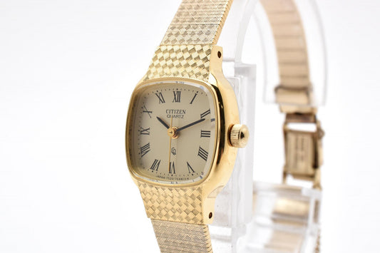 Citizen シチズン 4-752775 レディース クオーツ 腕時計 ゴールド文字盤 メッシュブレス ドレスウォッチ ヴィンテージ