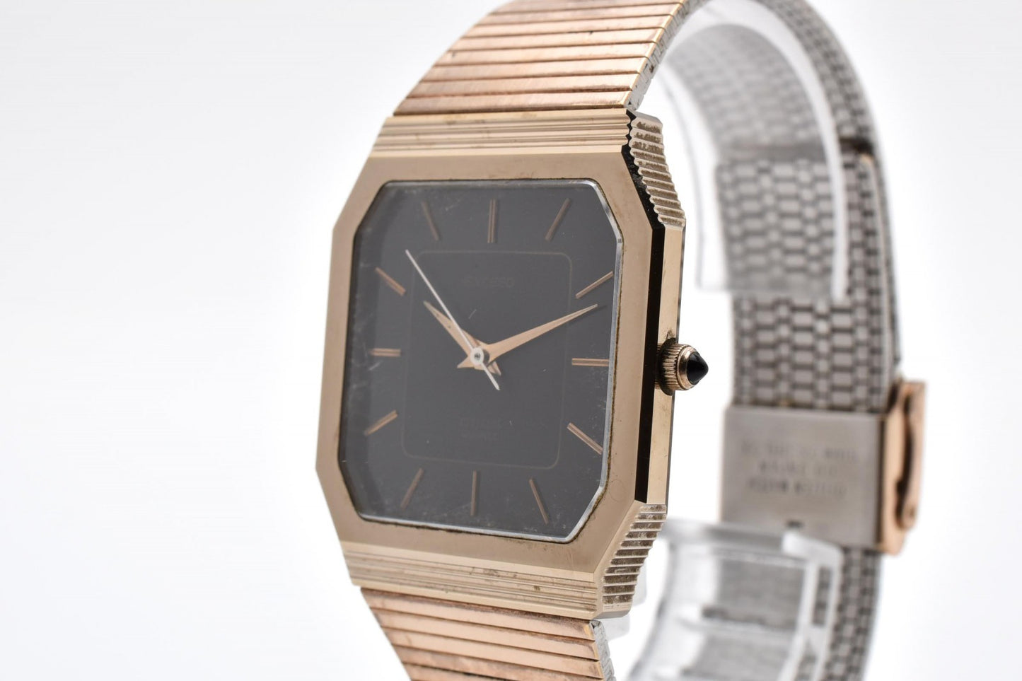 Citizen シチズン Exceed エクシード 4-798066 クオーツ メンズ 腕時計 ブラック文字盤 ステンレス ドレスウォッチ ヴィンテージ