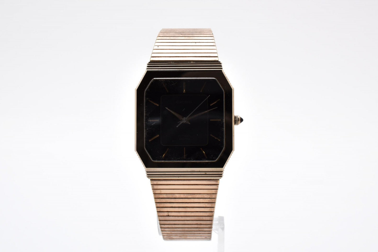 Citizen シチズン Exceed エクシード 4-798066 クオーツ メンズ 腕時計 ブラック文字盤 ステンレス ドレスウォッチ ヴィンテージ