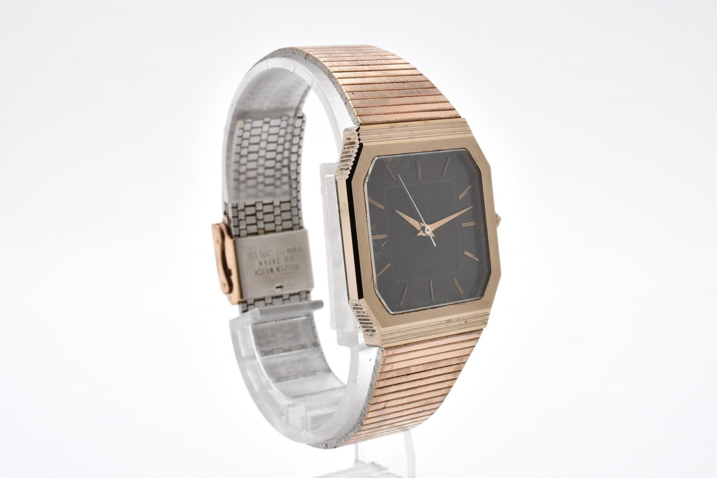 Citizen シチズン Exceed エクシード 4-798066 クオーツ メンズ 腕時計 ブラック文字盤 ステンレス ドレスウォッチ ヴィンテージ