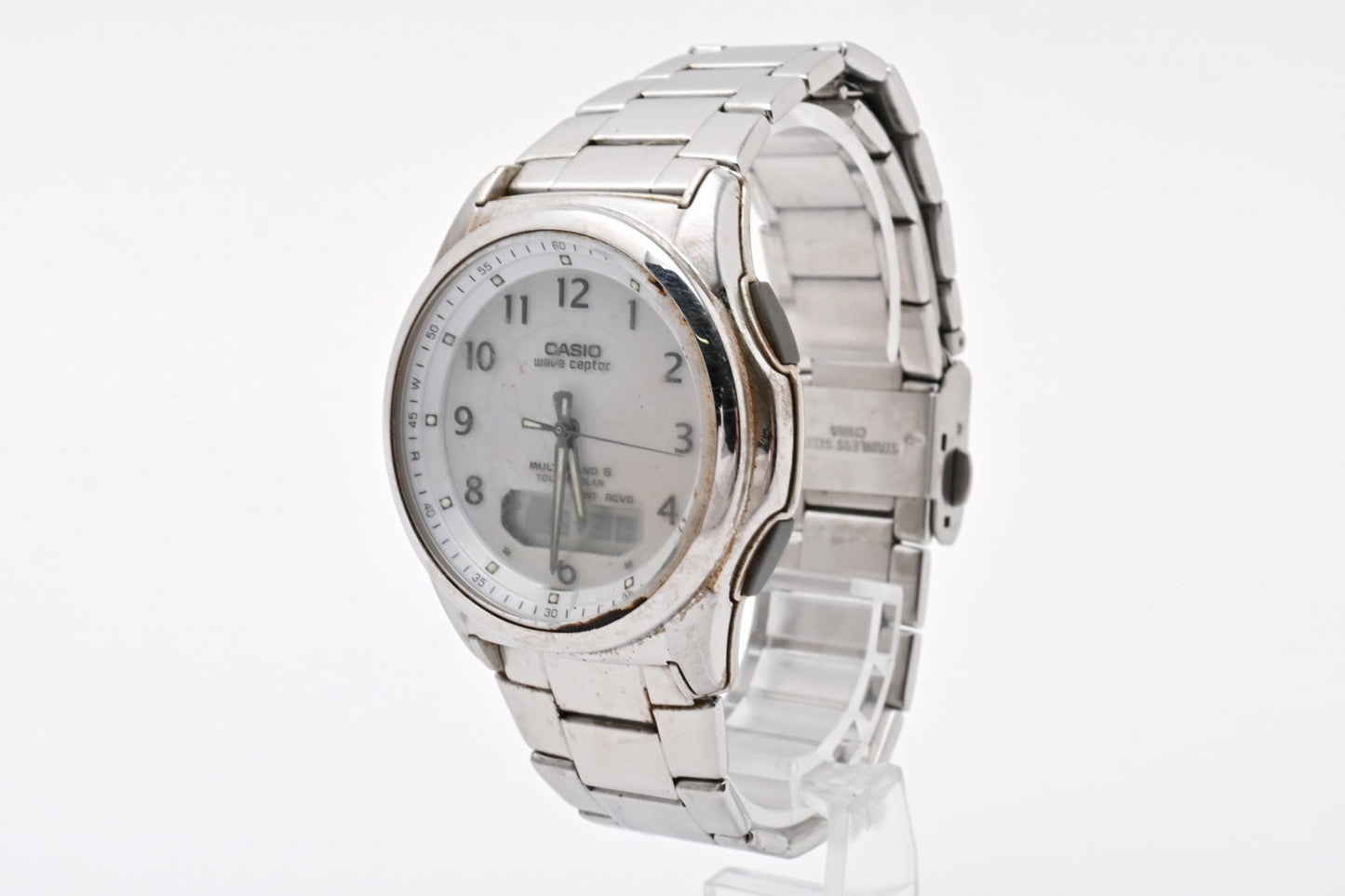 CASIO カシオ Wave Ceptor ウェーブセプター WVA-M630 電波ソーラー メンズ 腕時計 ホワイト文字盤 アナデジ ステンレス