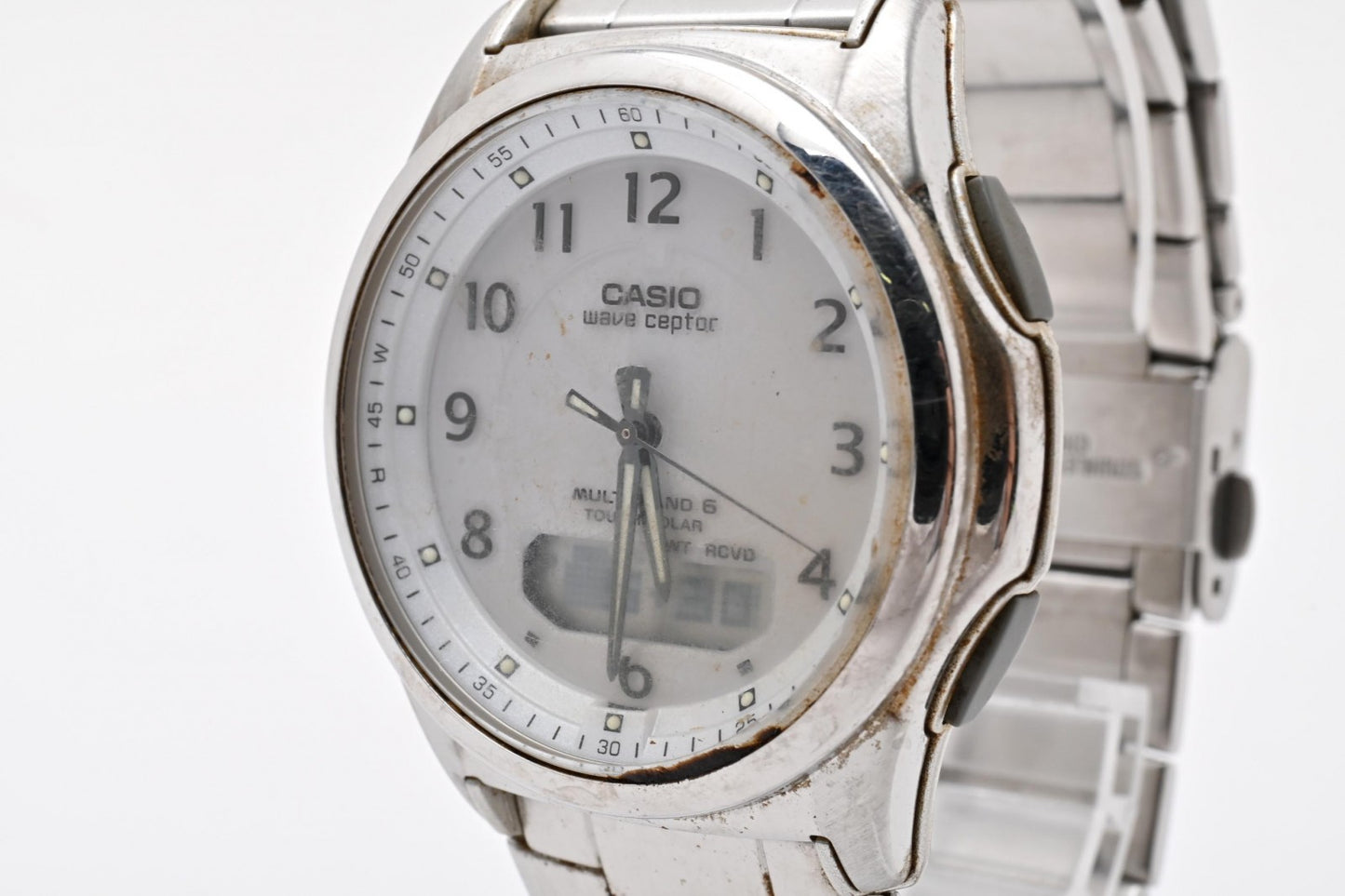 CASIO カシオ Wave Ceptor ウェーブセプター WVA-M630 電波ソーラー メンズ 腕時計 ホワイト文字盤 アナデジ ステンレス