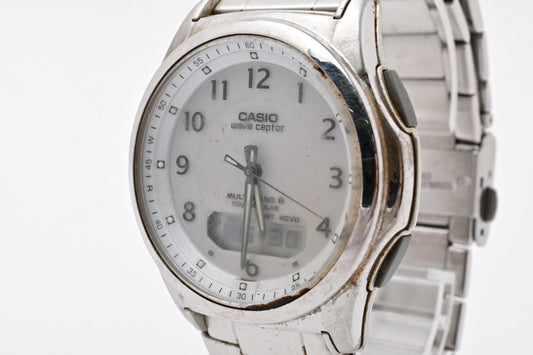 CASIO カシオ Wave Ceptor ウェーブセプター WVA-M630 電波ソーラー メンズ 腕時計 ホワイト文字盤 アナデジ ステンレス