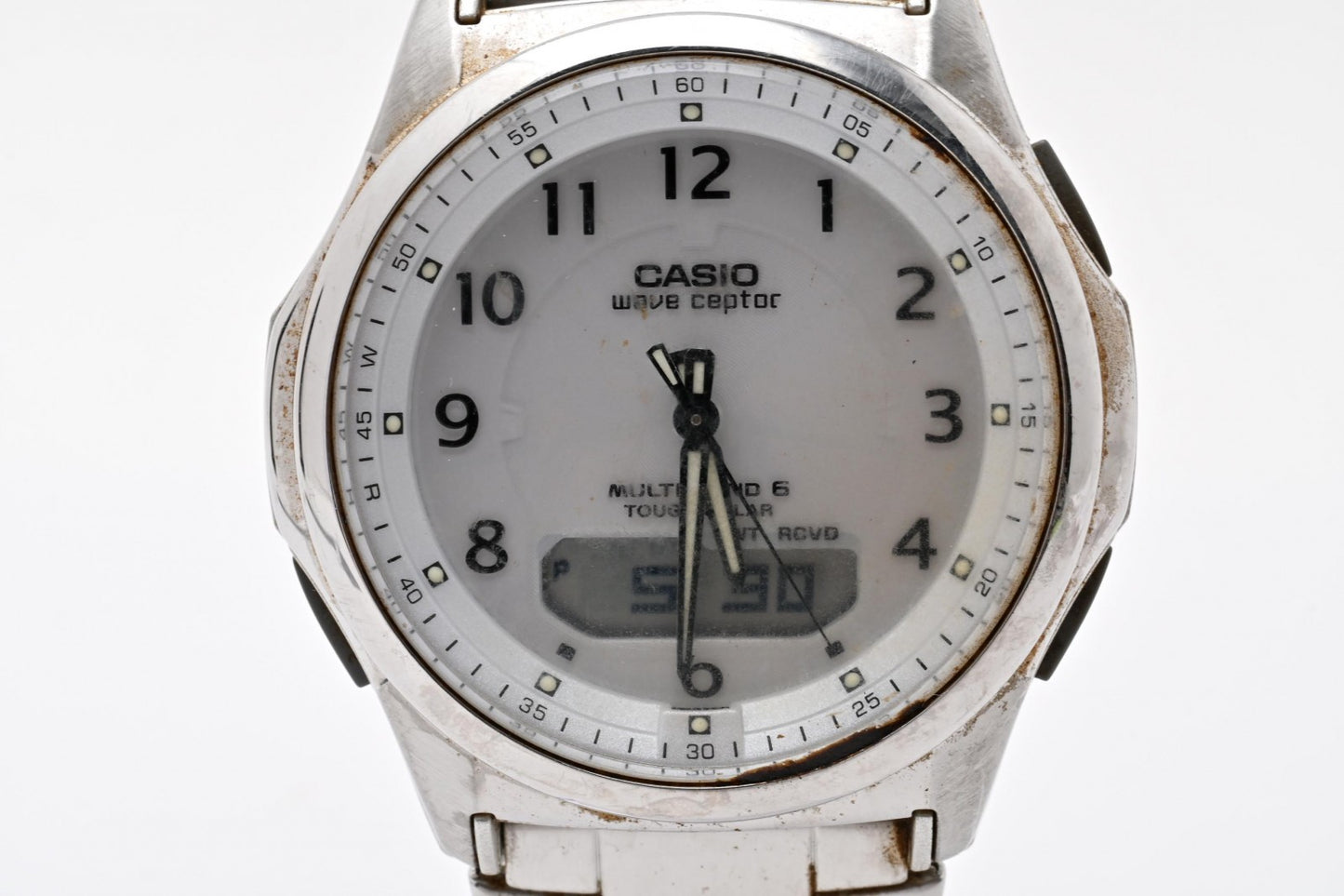 CASIO カシオ Wave Ceptor ウェーブセプター WVA-M630 電波ソーラー メンズ 腕時計 ホワイト文字盤 アナデジ ステンレス