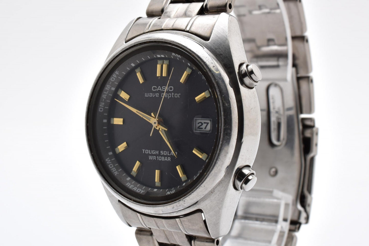 CASIO カシオ Wave Ceptor ウェーブセプター WVO-1100J 電波ソーラー メンズ 腕時計 ブラック文字盤 ステンレス