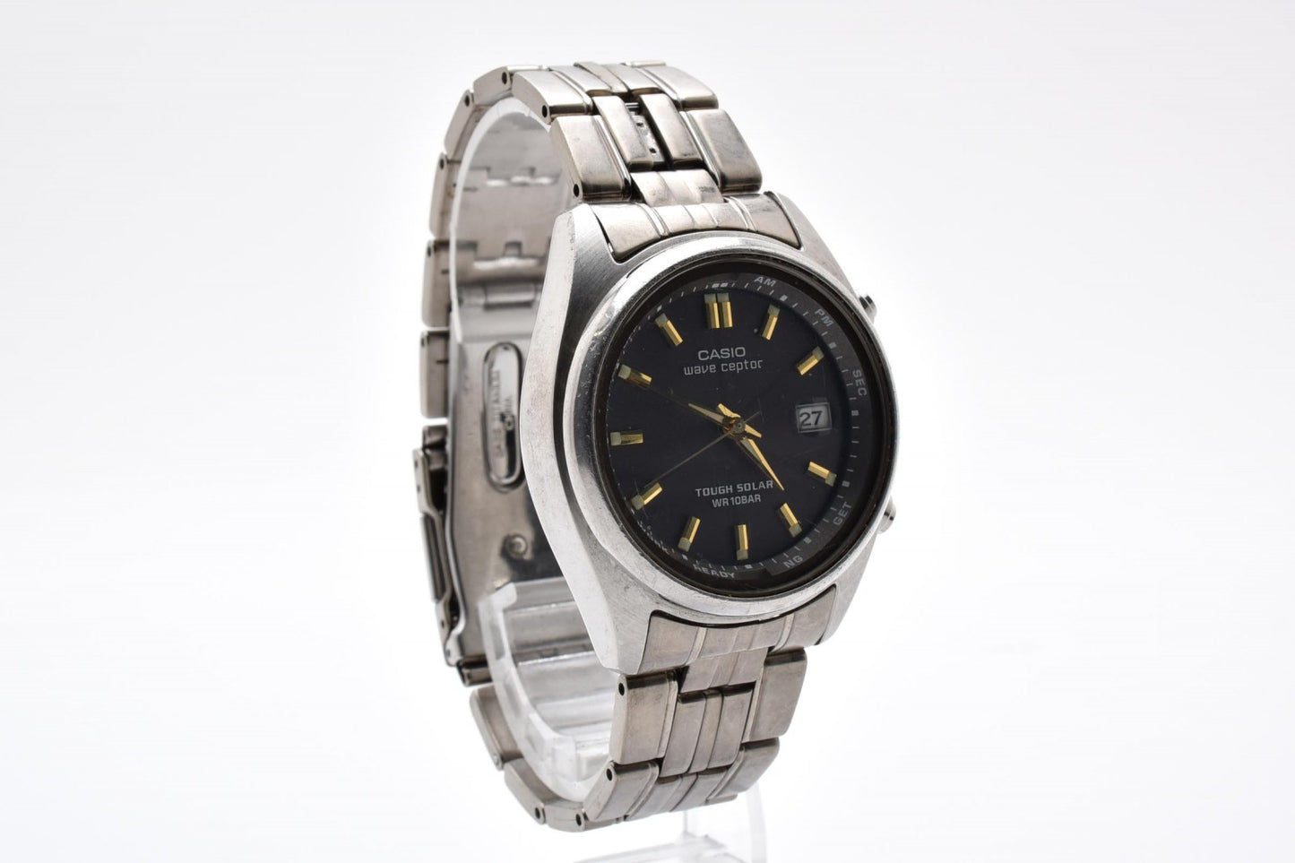 CASIO カシオ Wave Ceptor ウェーブセプター WVO-1100J 電波ソーラー メンズ 腕時計 ブラック文字盤 ステンレス