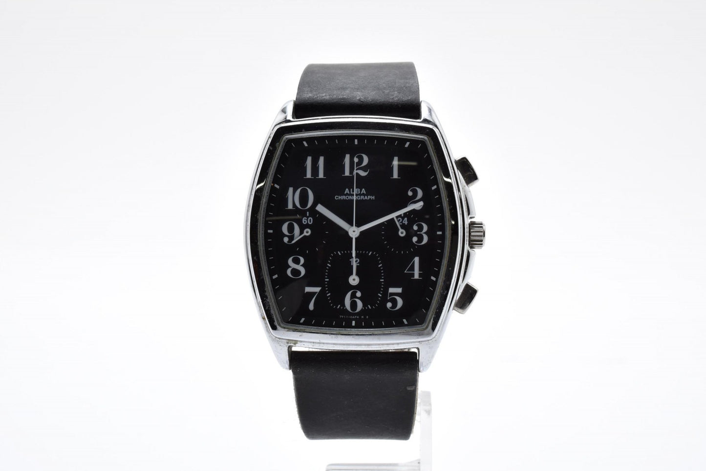 SEIKO ALBA セイコー アルバ クロノグラフ 7T11-0AE0 クオーツ メンズ 腕時計 ブラック文字盤 レザーベルト