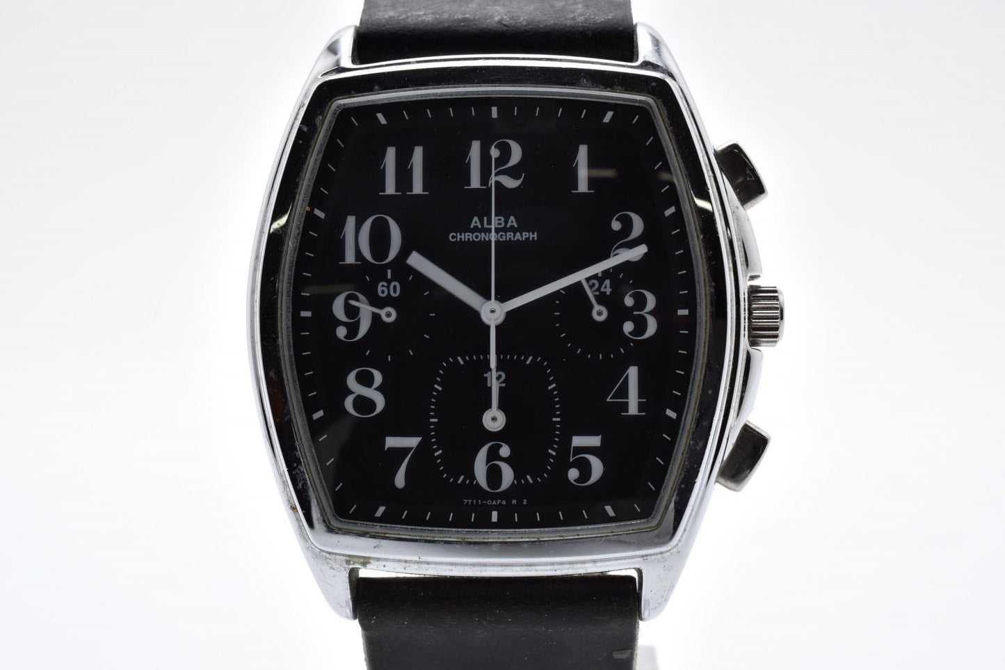 SEIKO ALBA セイコー アルバ クロノグラフ 7T11-0AE0 クオーツ メンズ 腕時計 ブラック文字盤 レザーベルト