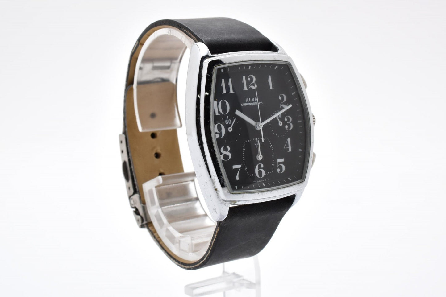 SEIKO ALBA セイコー アルバ クロノグラフ 7T11-0AE0 クオーツ メンズ 腕時計 ブラック文字盤 レザーベルト