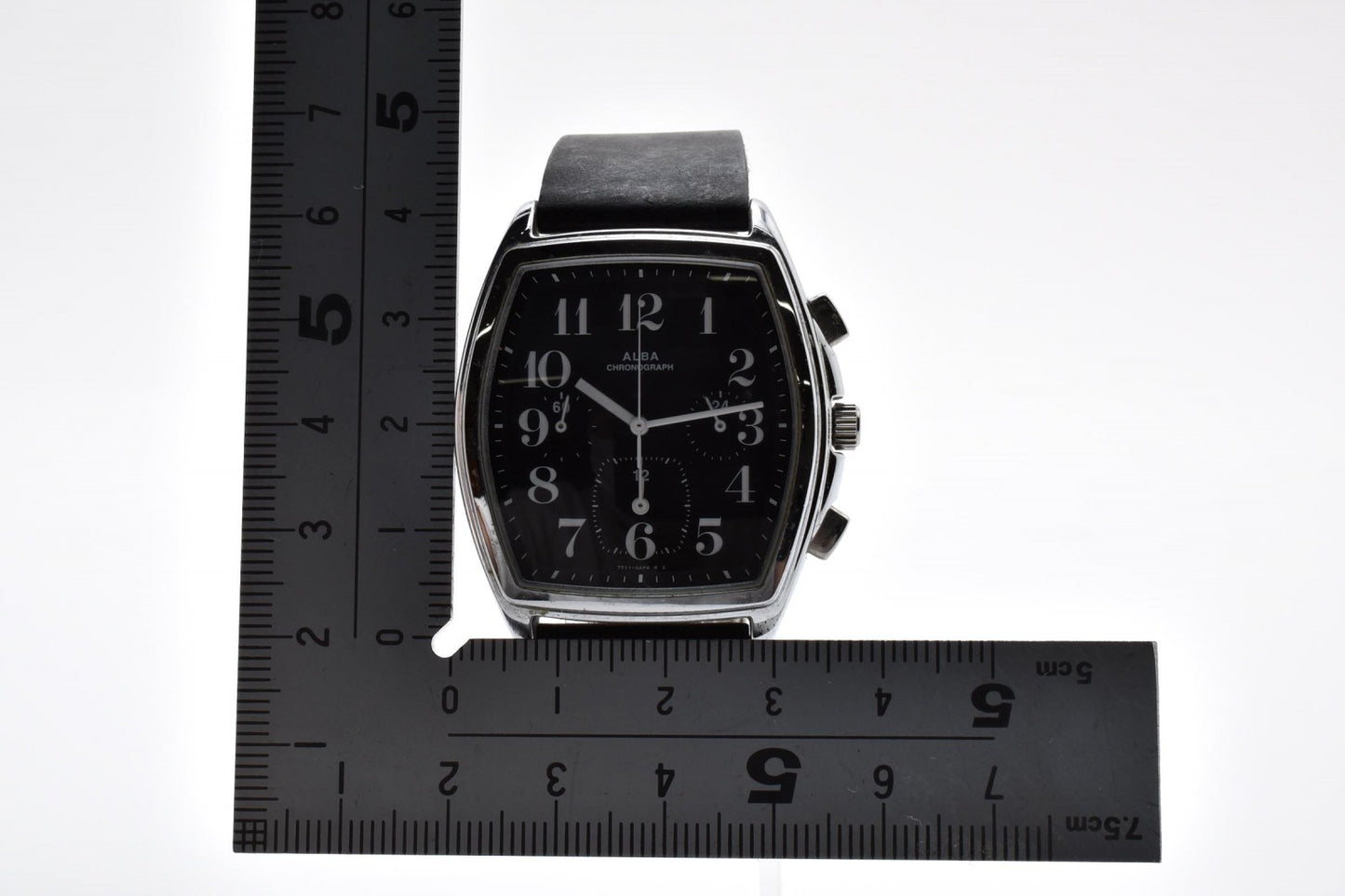 SEIKO ALBA セイコー アルバ クロノグラフ 7T11-0AE0 クオーツ メンズ 腕時計 ブラック文字盤 レザーベルト