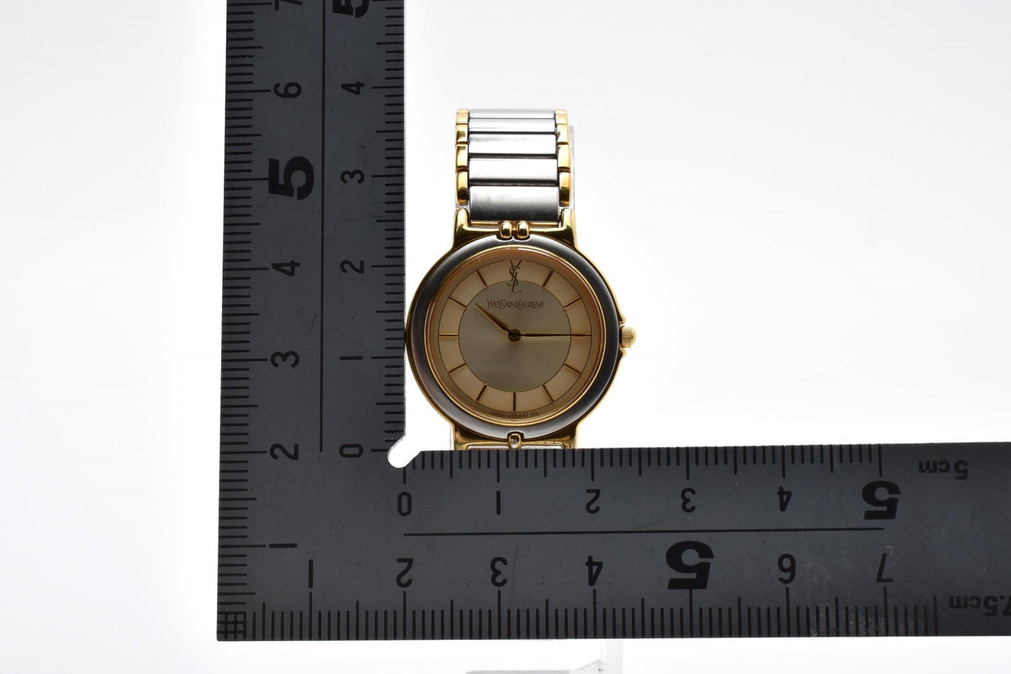 Yves Saint Laurent イヴ・サンローラン 2200-228481 クオーツ レディース YSLロゴ カサンドラ 腕時計 クリーム文字盤 コンビ ステンレス ドレスウォッチ