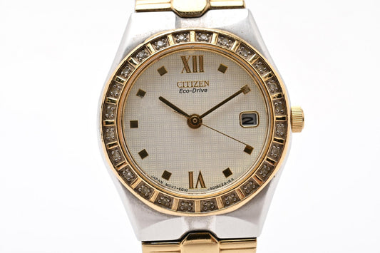 Citizen シチズン Eco-Drive エコドライブ E010-S008654 レディース ソーラー 腕時計 ホワイト文字盤 コンビ ステンレス ドレスウォッチ