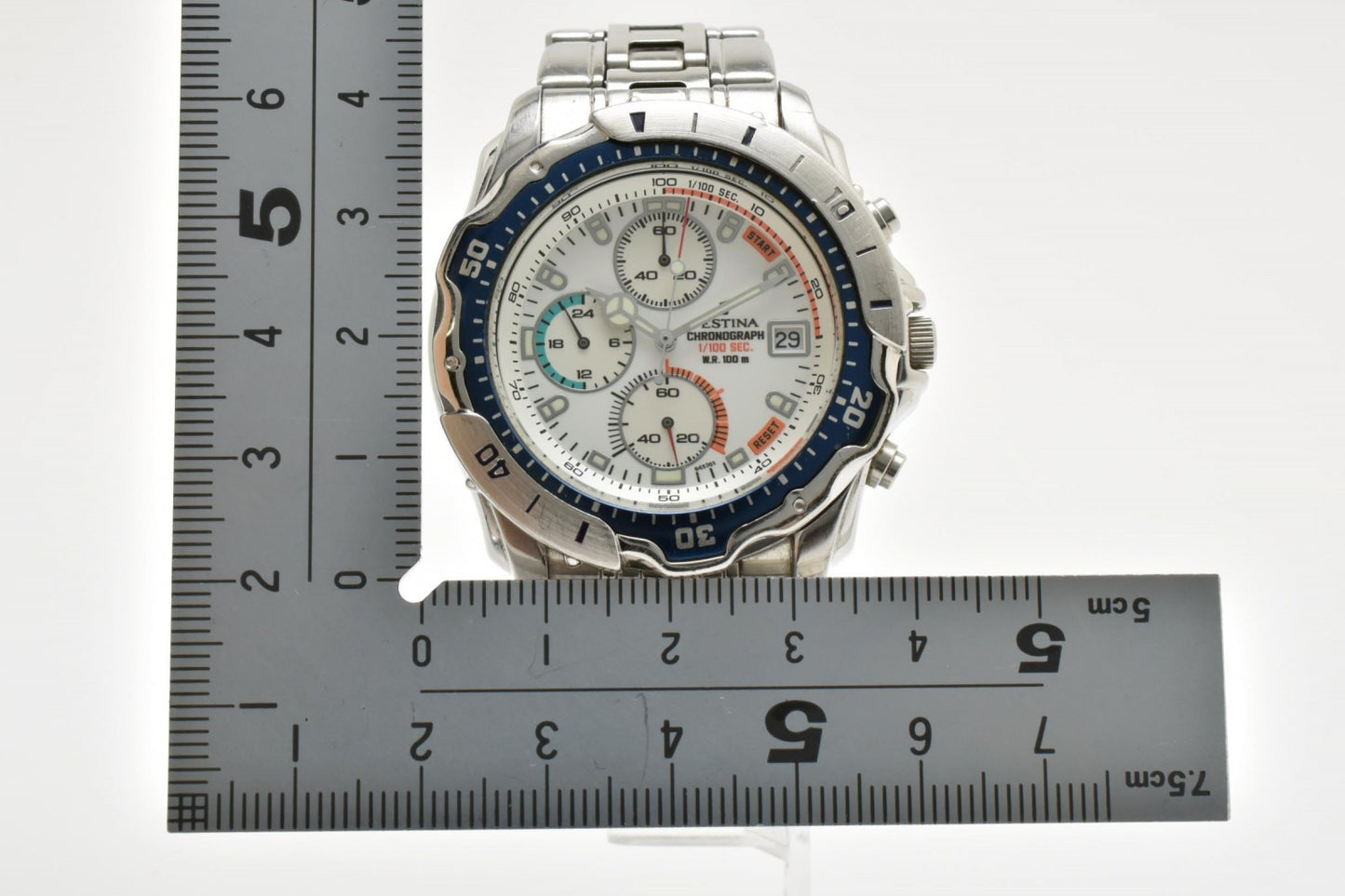 Festina フェスティナ クロノグラフ 10ATM クオーツ メンズ 腕時計 ホワイト文字盤 ステンレス ブルーベゼル