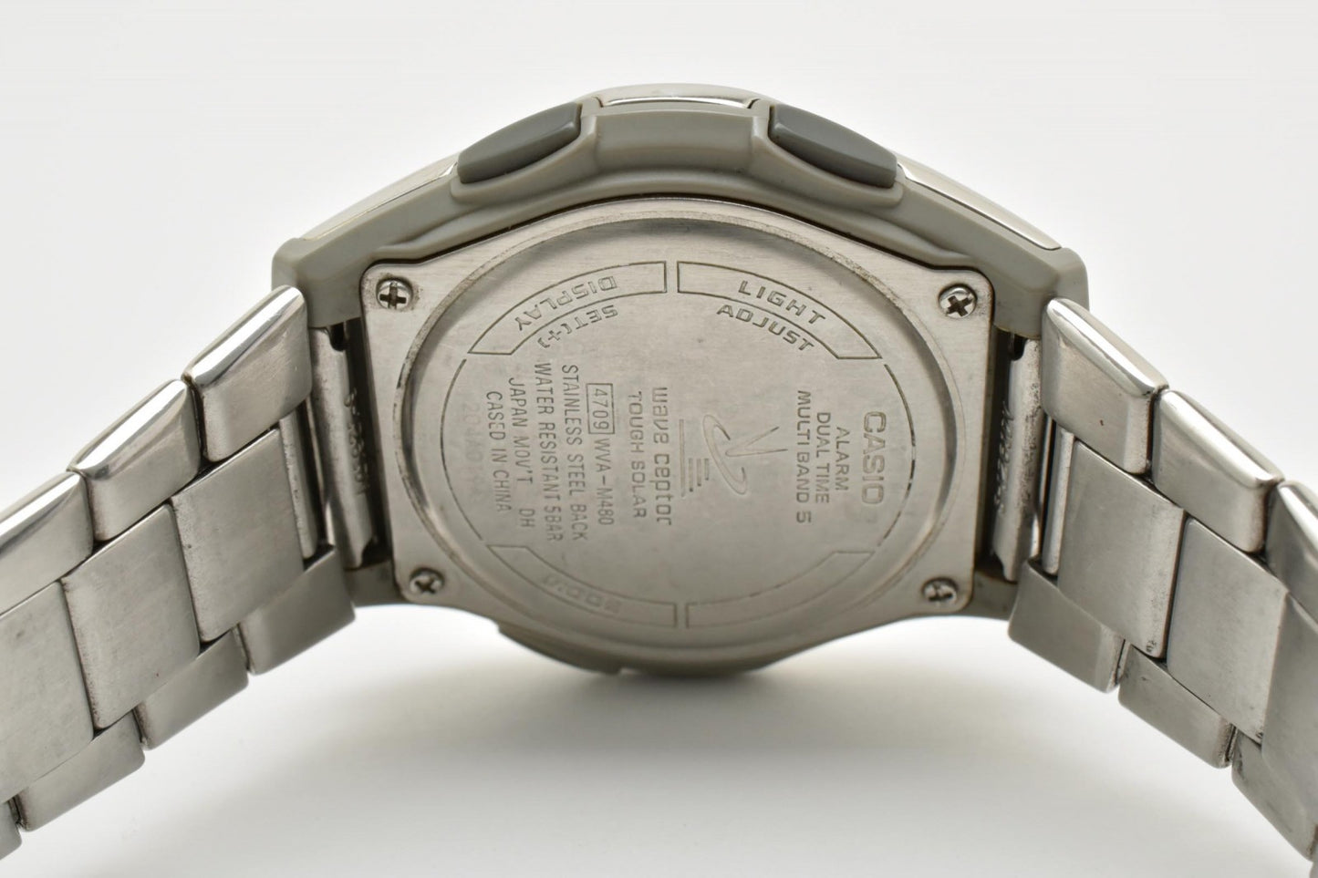 CASIO カシオ Wave Ceptor WVA-M480 電波ソーラー 腕時計 ブラック文字盤 アナデジ デイト ステンレス メンズ