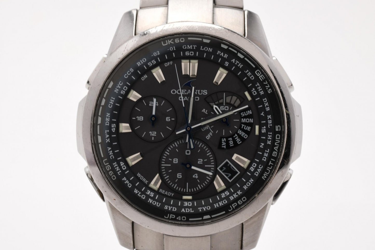 CASIO カシオ OCEANUS オシアナス OCW-M700 電波ソーラー クロノグラフ チタン ブラック文字盤 メンズ 腕時計