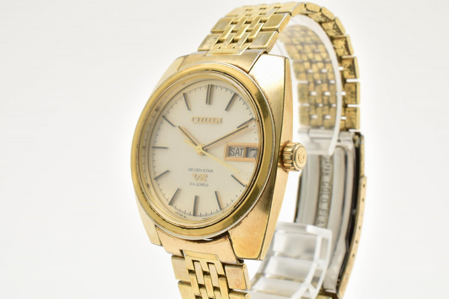 CITIZEN シチズン Seven Star V2 4-720849 メンズ 腕時計 自動巻き シルバー文字盤 デイデイト ステンレス ヴィンテージ