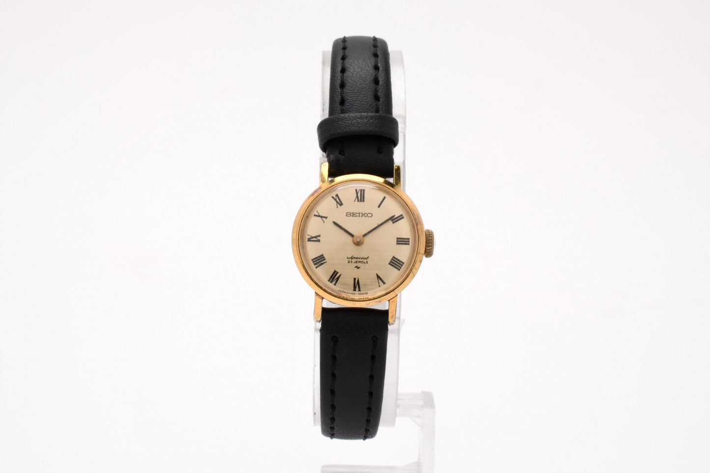 SEIKO セイコー 1140-0090 レディース 腕時計 手巻き GPケース ゴールド文字盤 ローマンインデックス レザーベルト ヴィンテージ