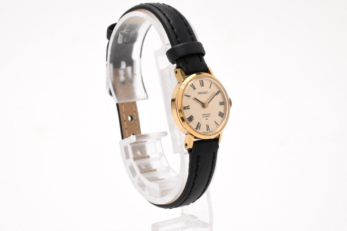 SEIKO セイコー 1140-0090 レディース 腕時計 手巻き GPケース ゴールド文字盤 ローマンインデックス レザーベルト ヴィンテージ