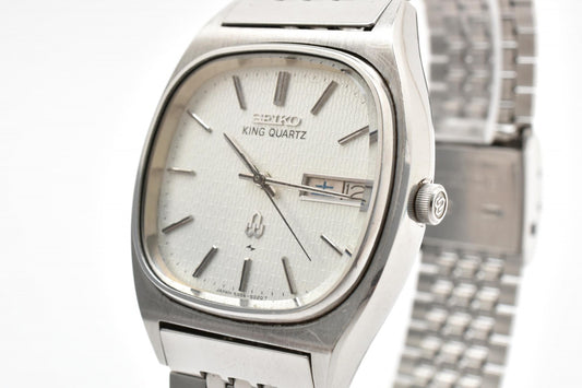 セイコー SEIKO キングクォーツ 5856-5020 クォーツ 腕時計 シルバー文字盤 ステンレススチール メンズ ヴィンテージ
