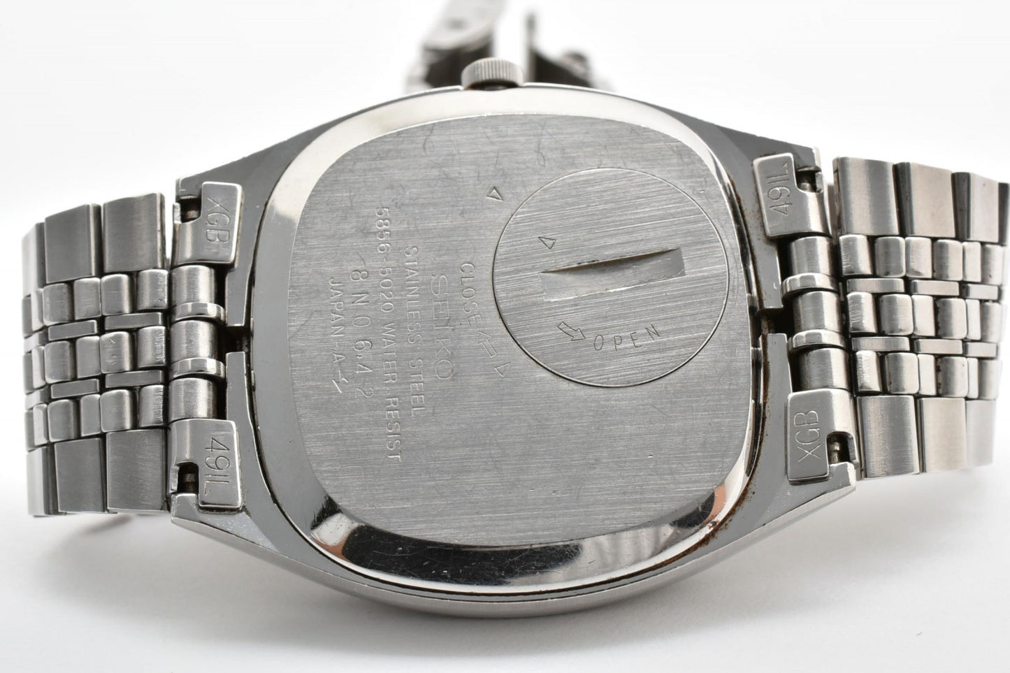セイコー SEIKO キングクォーツ 5856-5020 クォーツ 腕時計 シルバー文字盤 ステンレススチール メンズ ヴィンテージ