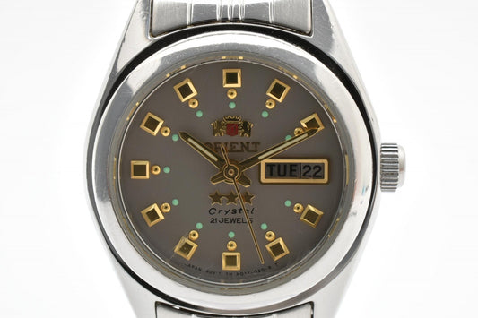 オリエント ORIENT NQ1X-Q0-A 自動巻き 腕時計 グレー文字盤 ステンレススチール レディース ヴィンテージ