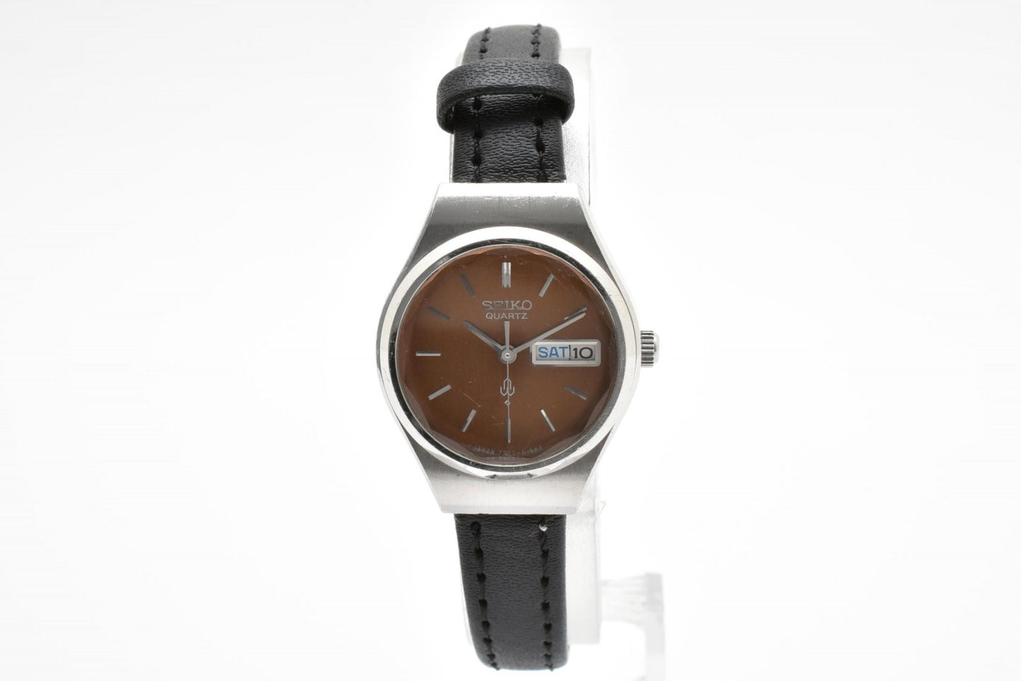 セイコー SEIKO 7903-0100 デイデイト クォーツ 腕時計 ブラウン文字盤 ステンレススチール レザーストラップ レディース ヴィンテージ