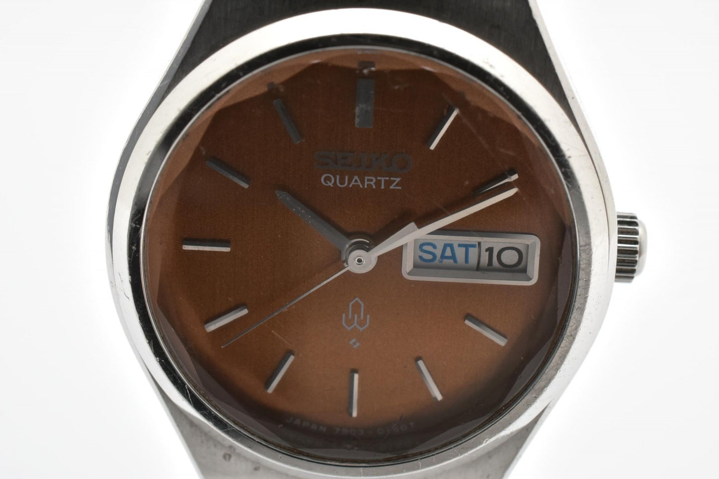 セイコー SEIKO 7903-0100 デイデイト クォーツ 腕時計 ブラウン文字盤 ステンレススチール レザーストラップ レディース ヴィンテージ