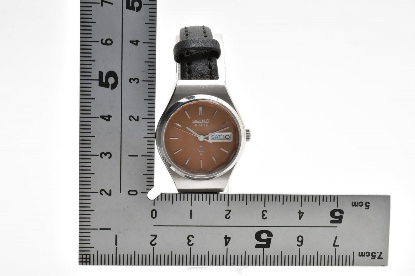 セイコー SEIKO 7903-0100 デイデイト クォーツ 腕時計 ブラウン文字盤 ステンレススチール レザーストラップ レディース ヴィンテージ