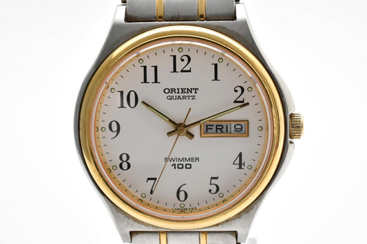 ORIENT オリエント スイマー100 D39218-81 クォーツ デイデイト 腕時計 ホワイト文字盤 ステンレススチール メンズ