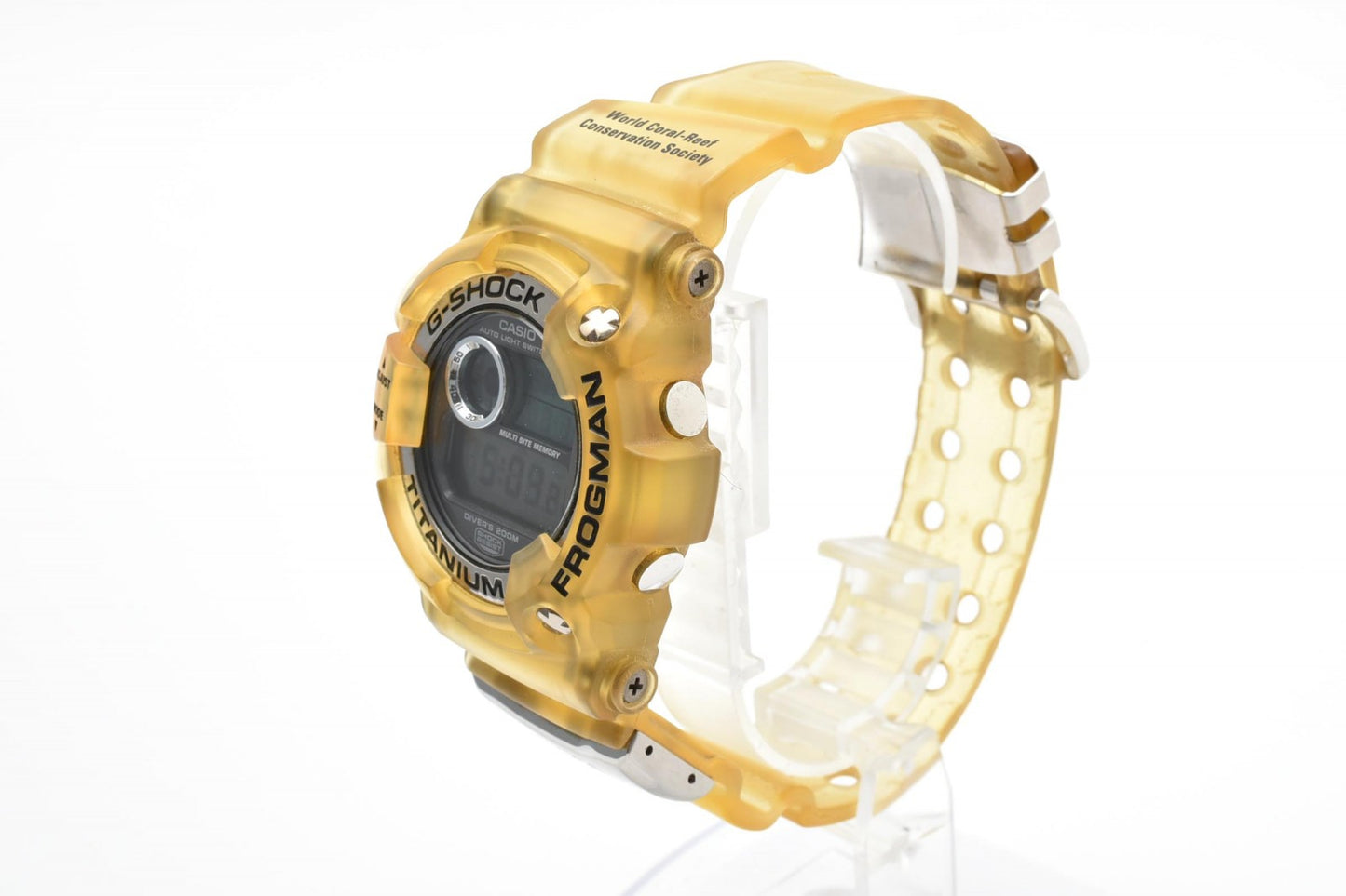 カシオ CASIO G-SHOCK DW-9900WC クォーツ デジタル 腕時計 チタン 樹脂ケース レジンベルト 黄色 スケルトン シルバー液晶 メンズ