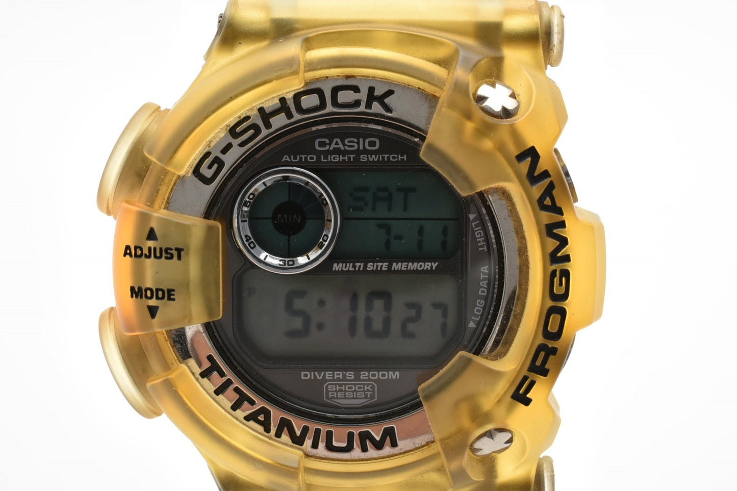 カシオ CASIO G-SHOCK DW-9900WC クォーツ デジタル 腕時計 チタン 樹脂ケース レジンベルト 黄色 スケルトン シルバー液晶 メンズ