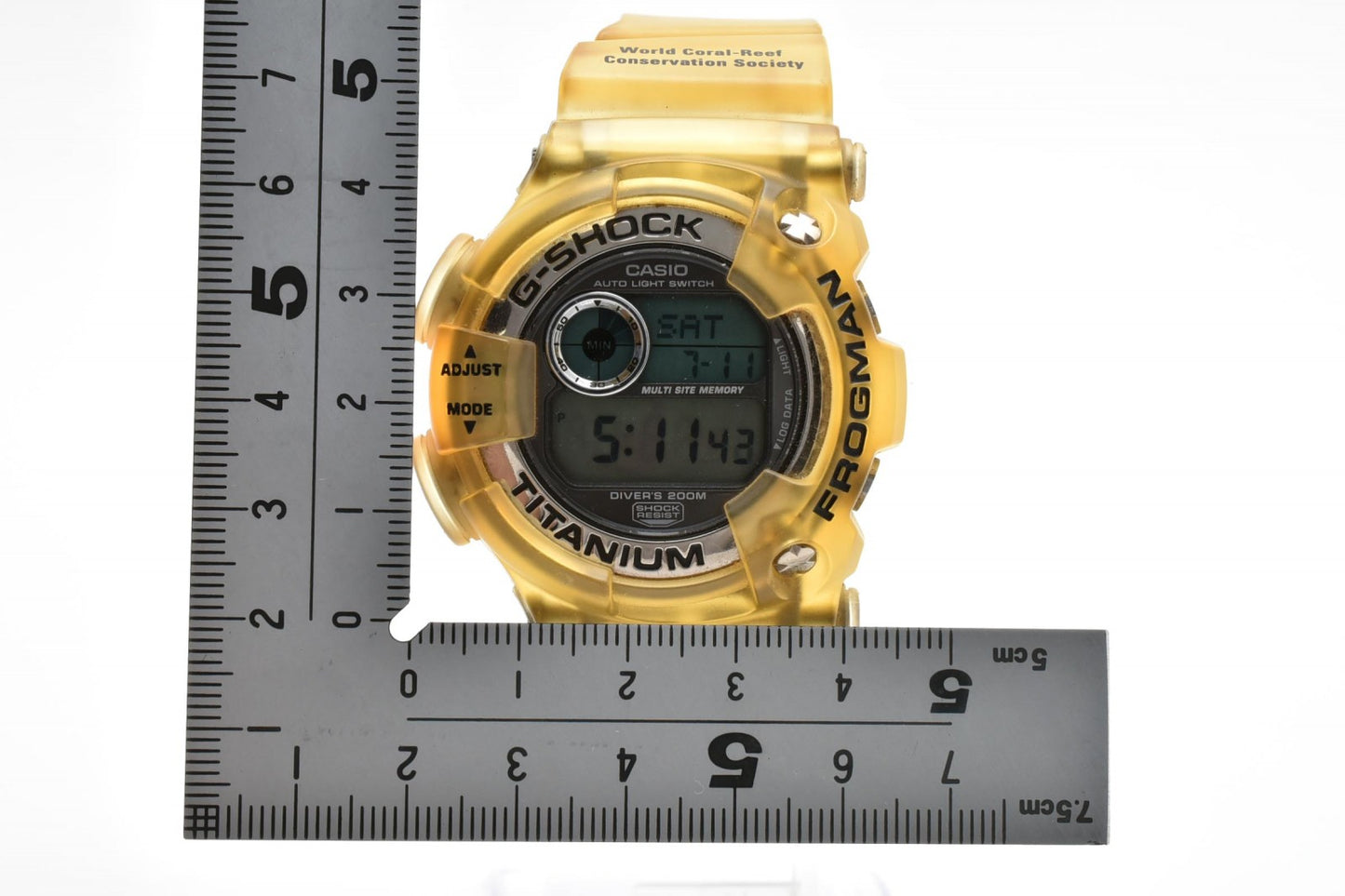 カシオ CASIO G-SHOCK DW-9900WC クォーツ デジタル 腕時計 チタン 樹脂ケース レジンベルト 黄色 スケルトン シルバー液晶 メンズ