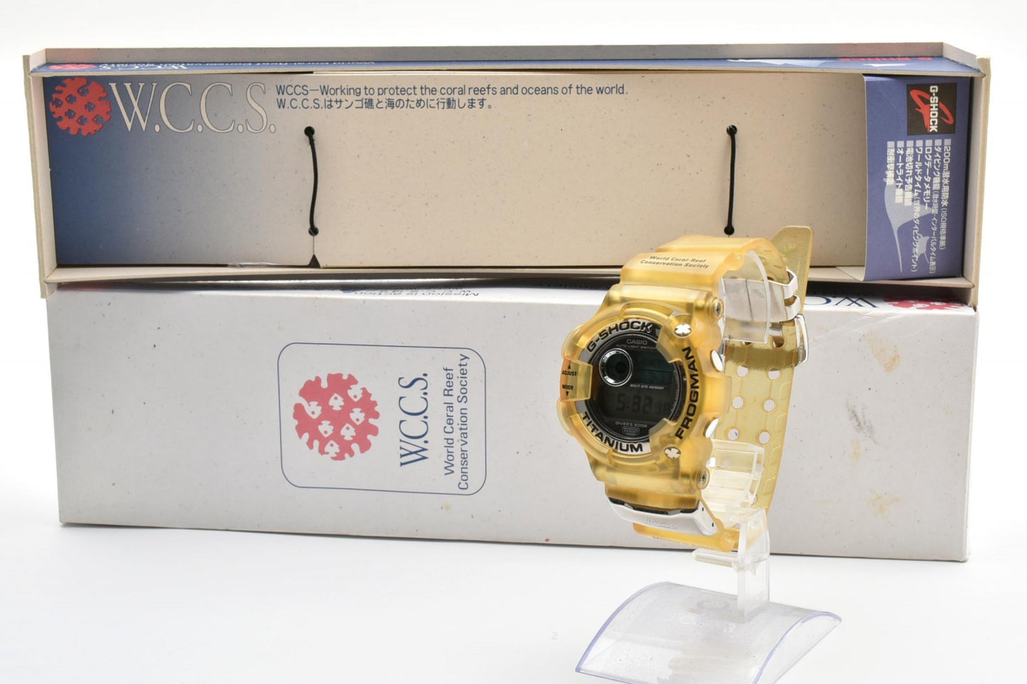 カシオ CASIO G-SHOCK DW-9900WC クォーツ デジタル 腕時計 チタン 樹脂ケース レジンベルト 黄色 スケルトン シルバー液晶 メンズ