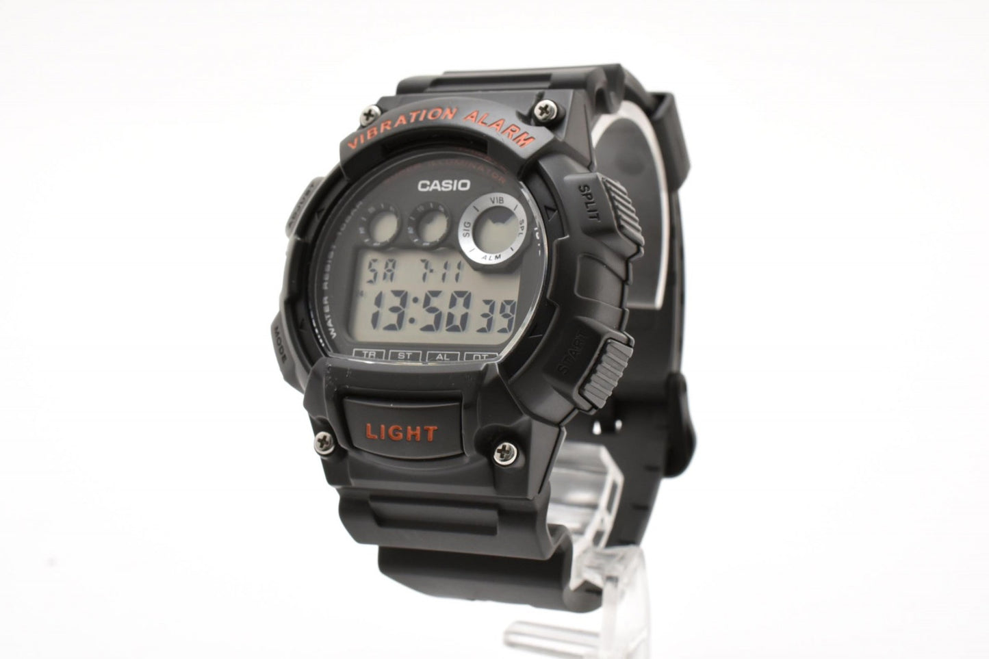 カシオ CASIO W-735H デジタル クォーツ 腕時計 グレー液晶 ステンレスケース レジンベルト メンズ