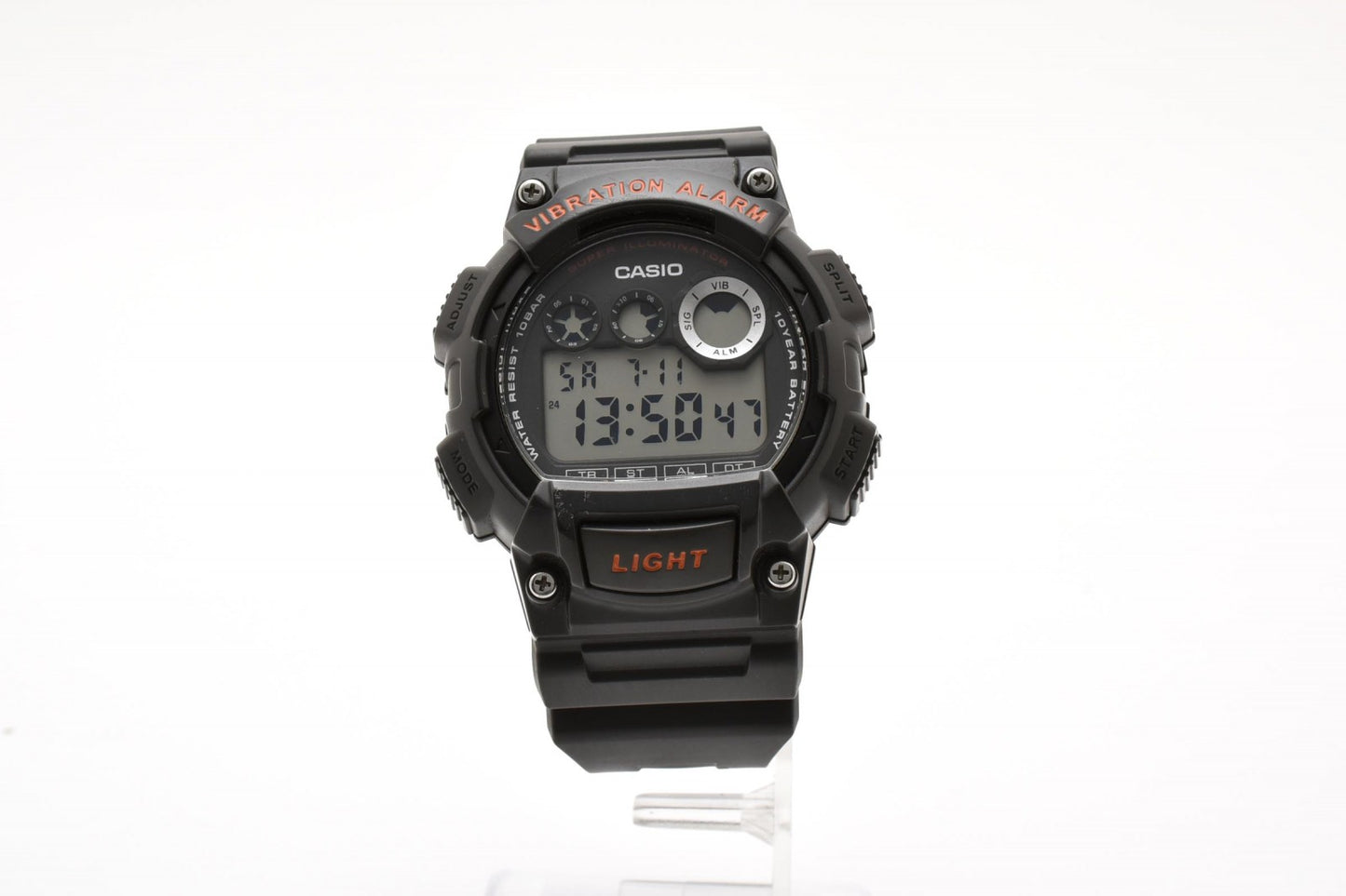 カシオ CASIO W-735H デジタル クォーツ 腕時計 グレー液晶 ステンレスケース レジンベルト メンズ