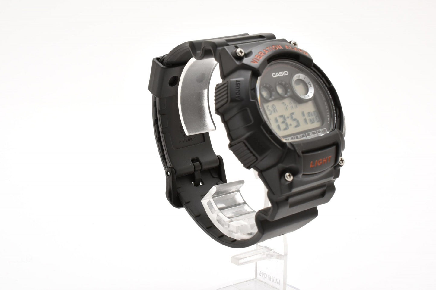 カシオ CASIO W-735H デジタル クォーツ 腕時計 グレー液晶 ステンレスケース レジンベルト メンズ