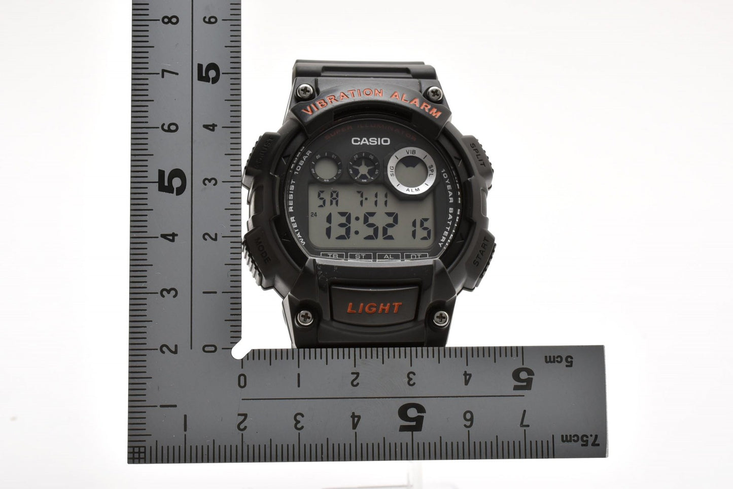 カシオ CASIO W-735H デジタル クォーツ 腕時計 グレー液晶 ステンレスケース レジンベルト メンズ