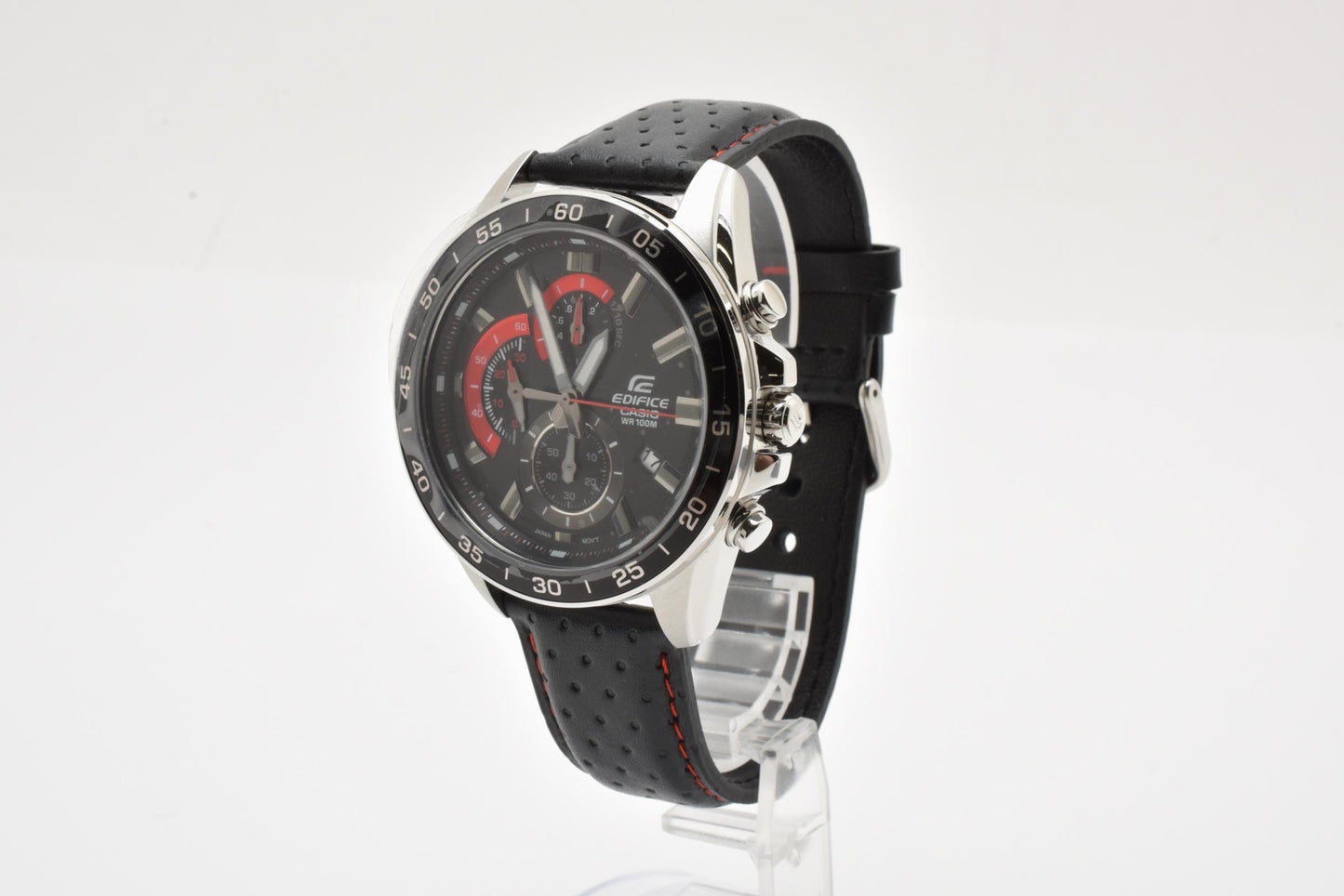 カシオ CASIO エディフィス EFV-550 クロノグラフ クォーツ 腕時計 ブラック文字盤 レザーストラップ メンズ