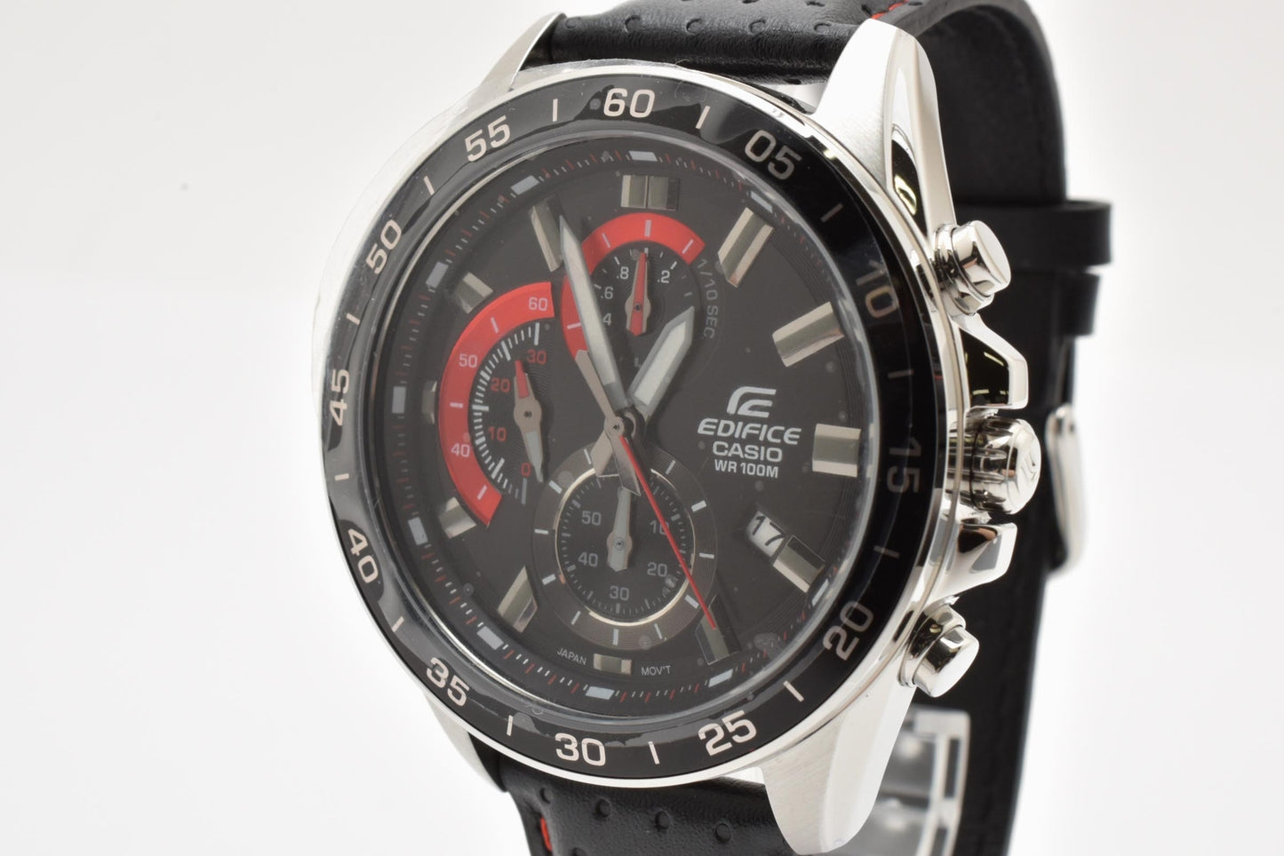 カシオ CASIO エディフィス EFV-550 クロノグラフ クォーツ 腕時計 ブラック文字盤 レザーストラップ メンズ