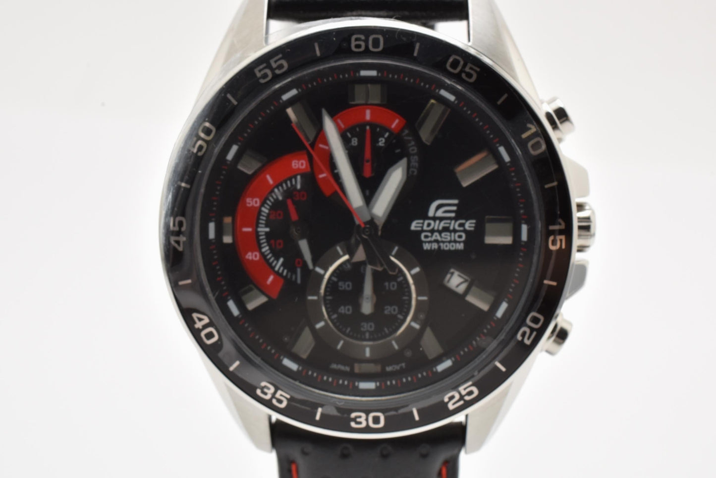 カシオ CASIO エディフィス EFV-550 クロノグラフ クォーツ 腕時計 ブラック文字盤 レザーストラップ メンズ