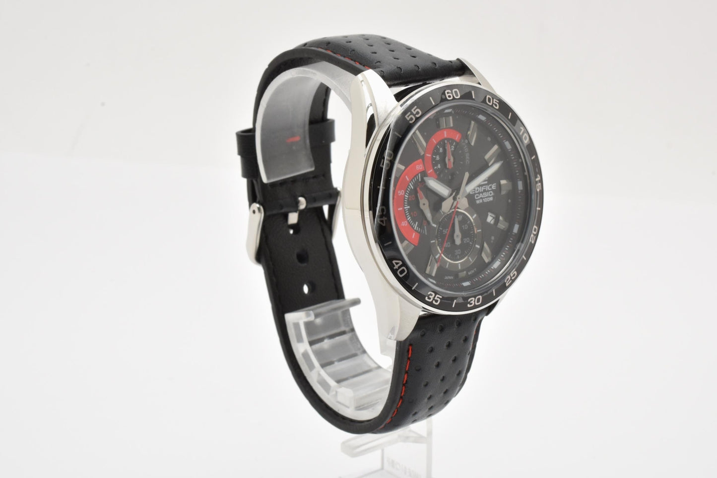 カシオ CASIO エディフィス EFV-550 クロノグラフ クォーツ 腕時計 ブラック文字盤 レザーストラップ メンズ